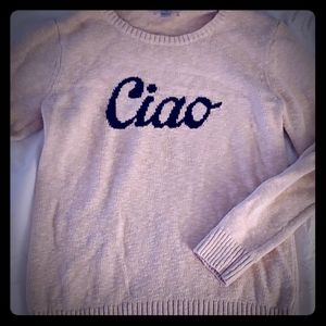 100% cotton beige and navy sweater